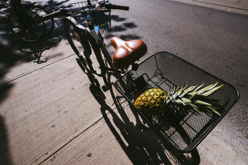 pineapple on bike basket