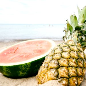 watermelon and pineapple fruits photo