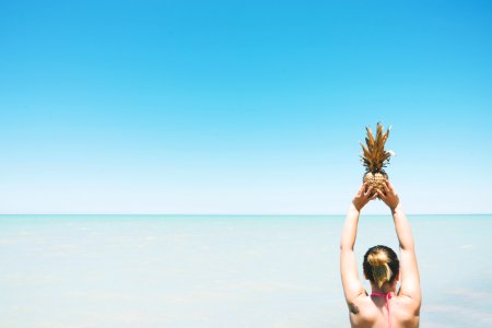 woman holding fruit photo