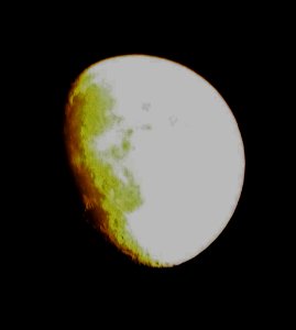 Lunar photography, Half moon, Manipulated photo