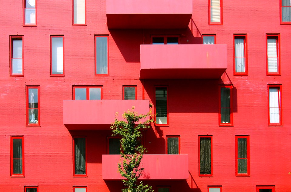 red high rise building