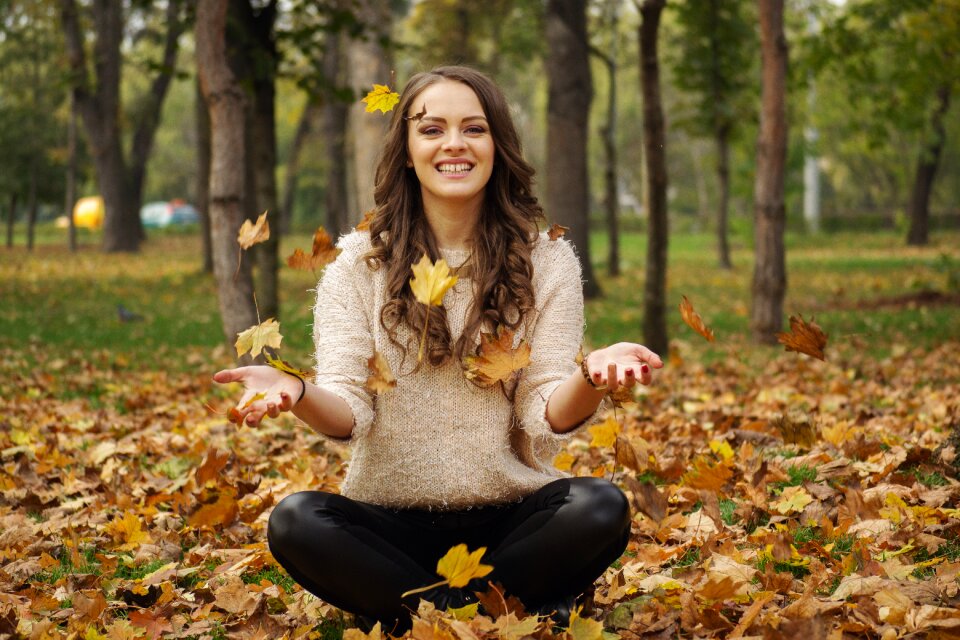 Autumn portrait romantic park