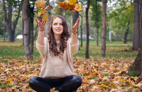 Autumn portrait romantic park