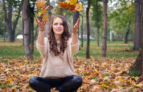 Autumn portrait romantic park photo