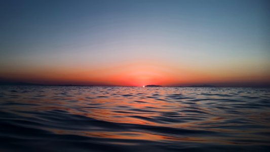 sunset in body of water