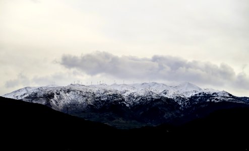 landscape photography of snowy mountain under cloudy sky photo