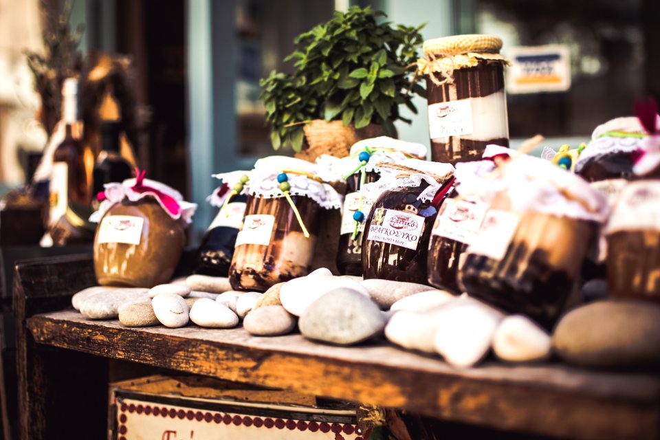 pudding jar on table photo