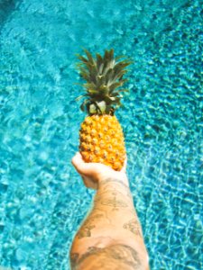 person holding pineapple fruit photo