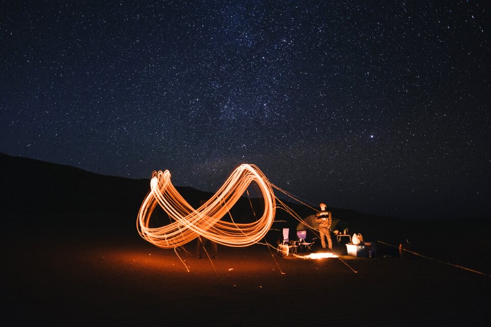 Fire swirls light