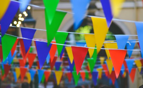assorted-color pennants photo
