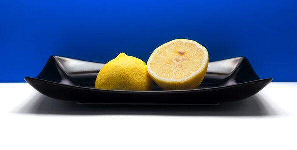 Blue background fresh citrus