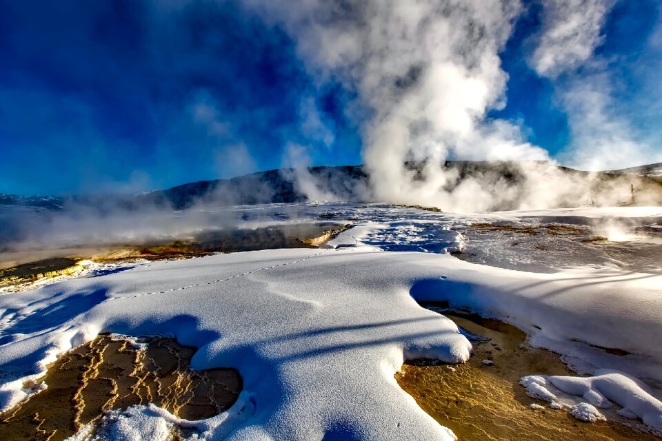 Hot springs winter snow