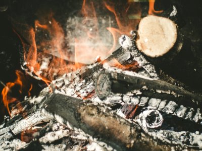 burning wood photo