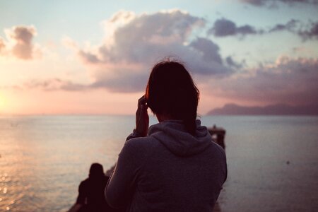 Young female ocean