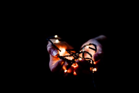 low-light photo of string light