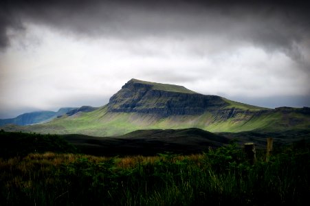 green mountain under cloudy sky ] photo