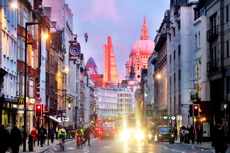 London, Sunset, Fleet street