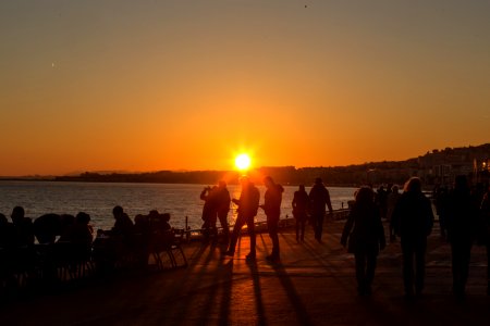 silhouette of people on seashore photo