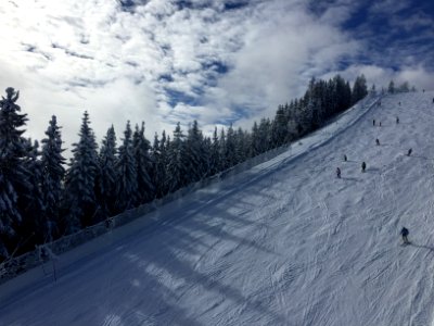 Monte lussari, Italy, Skiiers
