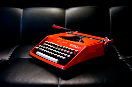 orange electric typewriter photo