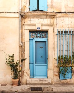 building with closed door