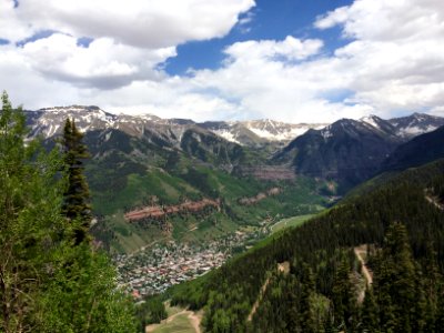 aerial photograph of city between mountains photo