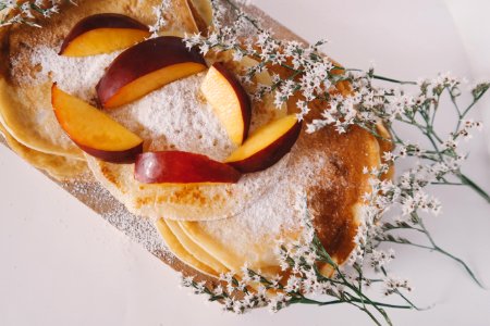White table, Powdered sugar, Apricot photo