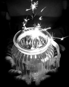 Sparklers, Mason jar, 2017 photo
