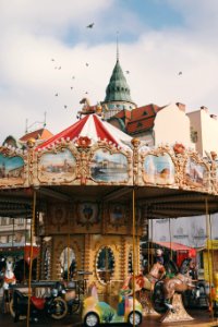 carousel ride under bright sky photo