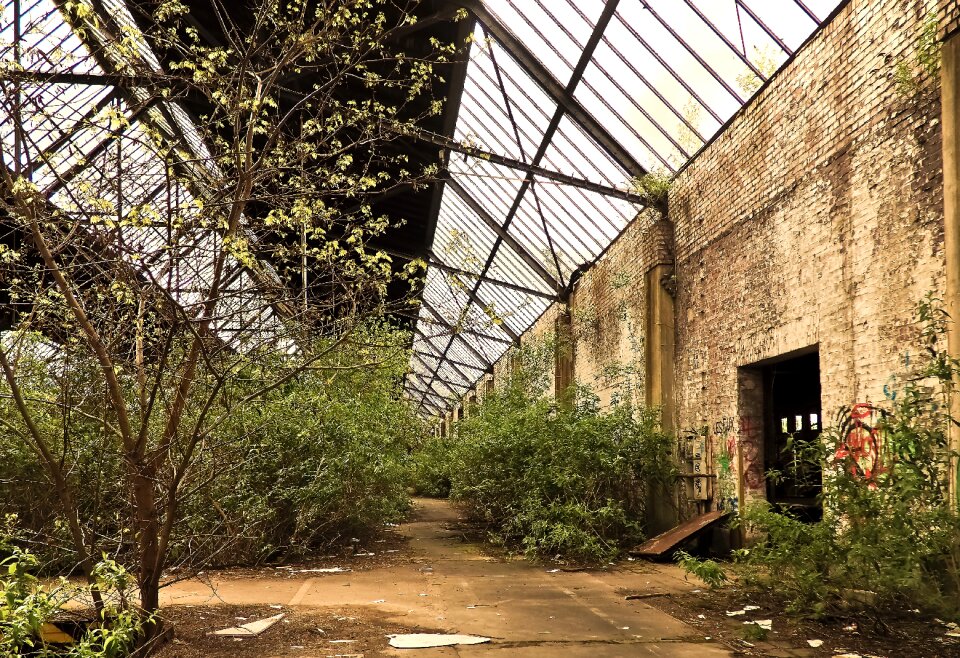 Ruin railway depot train
