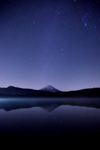 calm body of water near alp mountains during nighttime