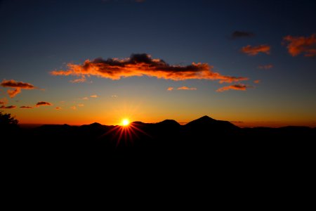 mountains during sunset photo