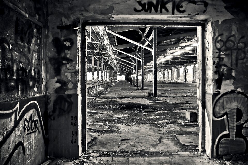 Ruin railway depot train