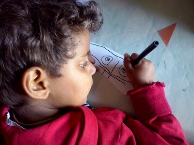 Child drawing pencil