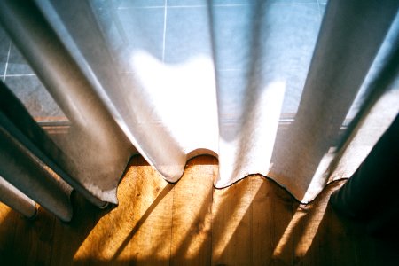 close up photo of white window curtain photo