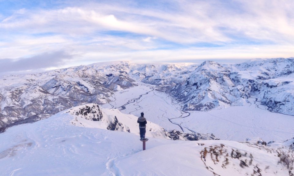 man standing on snowfield photo