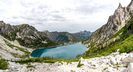 landscape photography of lake and mountains at daytime photo
