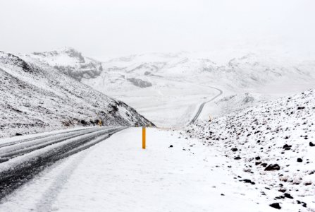 photography of snow covered road photo