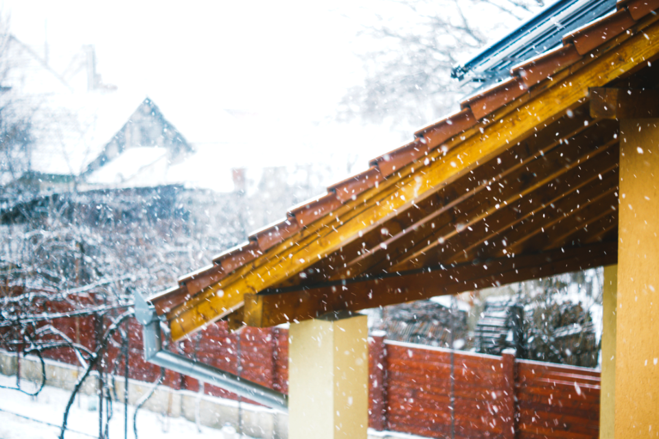 view of house roof during winter
