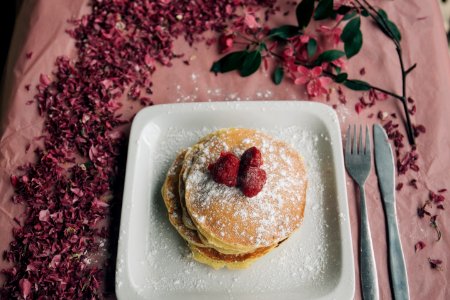 pancake with strawberries photo