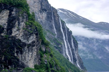 waterfalls through cliffs photo