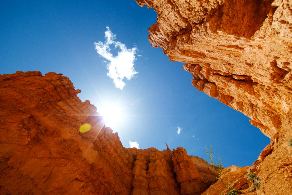 worm's-eye view of rocky mountain