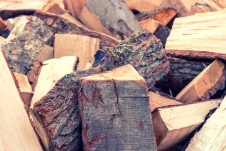 Fireplace, Cleaved, Made of logs