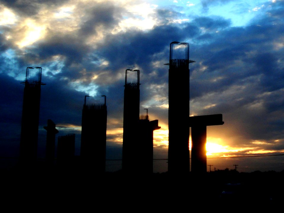Blue, Industry, Sunset