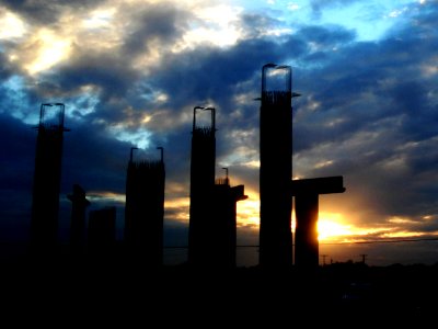 Blue, Industry, Sunset