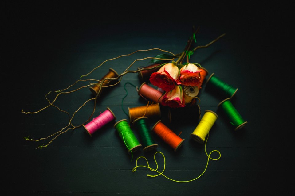 flat lay photo of threads