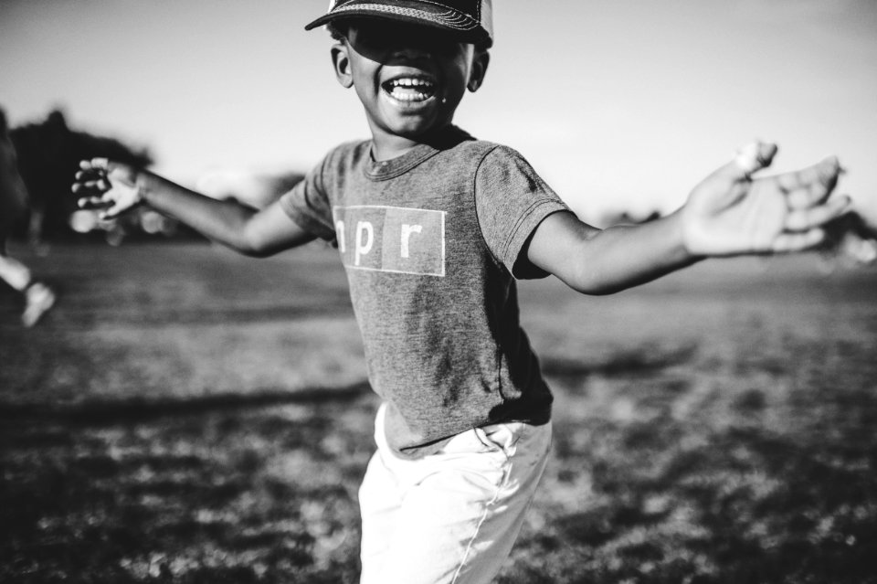 grayscale photo of boy photo