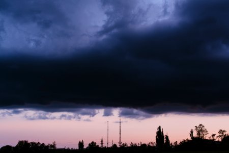 silhouette of trees under cloudy sky photo