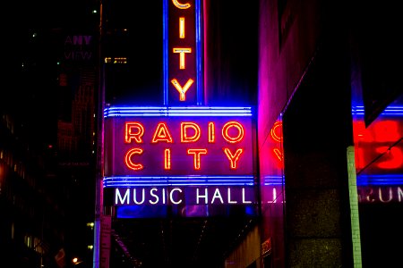 Radio City Music Hall street LED signage photo