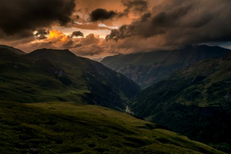 valley under cloudy sky photo